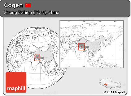 Blank Location Map of Coqen, highlighted country, highlighted parent region, within the entire country