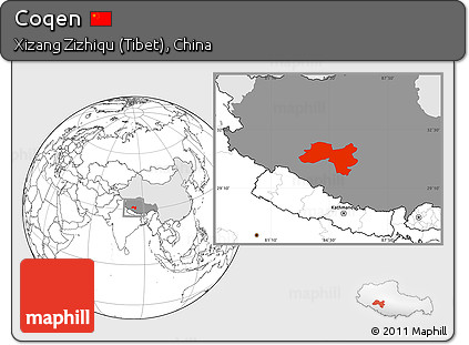 Blank Location Map of Coqen, highlighted country, highlighted parent region