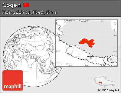 Blank Location Map of Coqen, highlighted parent region