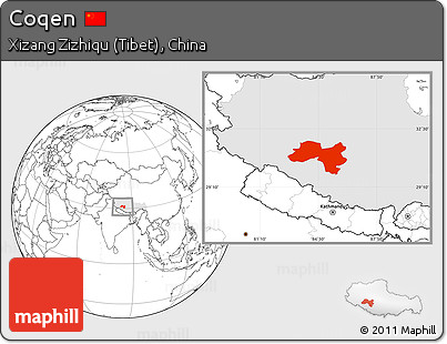 Blank Location Map of Coqen, highlighted parent region