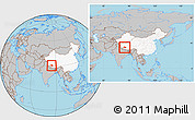 Gray Location Map of Coqen, highlighted country, within the entire country