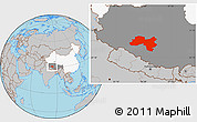 Gray Location Map of Coqen, highlighted country, highlighted parent region