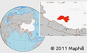 Gray Location Map of Coqen, highlighted country