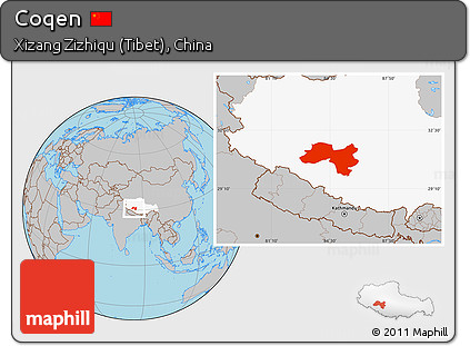 Gray Location Map of Coqen, highlighted parent region