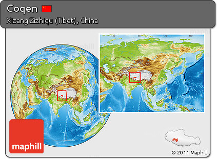 Physical Location Map of Coqen, within the entire country