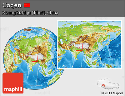 Physical Location Map of Coqen, within the entire country