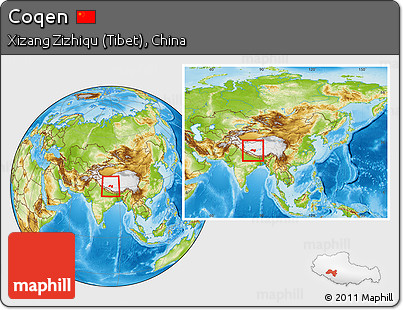 Physical Location Map of Coqen, within the entire country