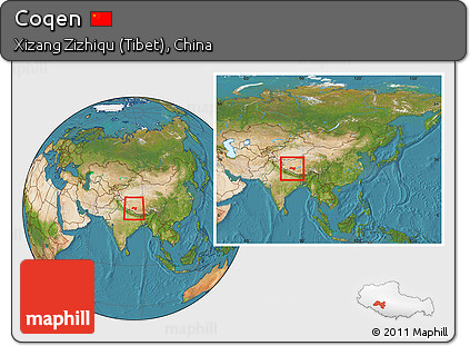Satellite Location Map of Coqen, within the entire country