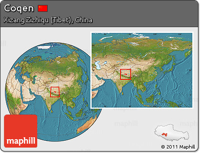 Satellite Location Map of Coqen, within the entire country
