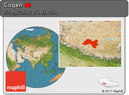 Satellite Location Map of Coqen