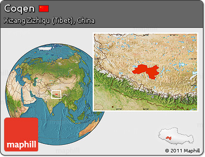 Satellite Location Map of Coqen
