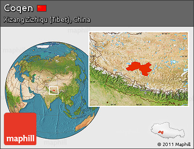 Satellite Location Map of Coqen