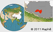 Satellite Location Map of Coqen, highlighted country, highlighted parent region