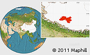 Satellite Location Map of Coqen, highlighted country