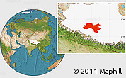 Satellite Location Map of Coqen, highlighted parent region