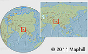 Savanna Style Location Map of Coqen, within the entire country, hill shading