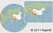 Savanna Style Location Map of Coqen, highlighted country, within the entire country, hill shading