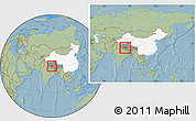 Savanna Style Location Map of Coqen, highlighted country, highlighted parent region, within the entire country, hill shading