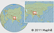 Savanna Style Location Map of Coqen, highlighted parent region, within the entire country, hill shading