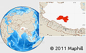 Shaded Relief Location Map of Coqen, highlighted parent region