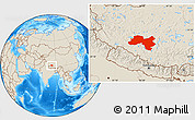 Shaded Relief Location Map of Coqen