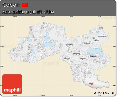 Classic Style Map of Coqen, single color outside