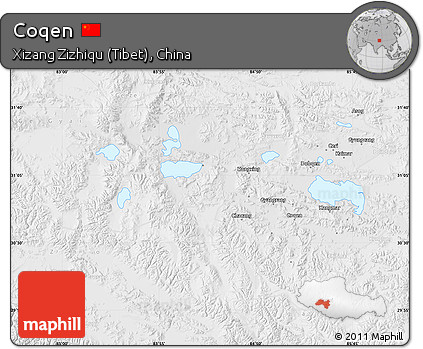 Physical Map of Coqen, lighten, desaturated