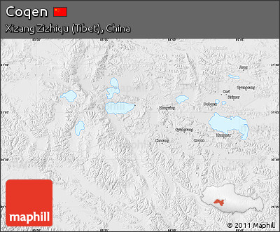 Physical Map of Coqen, lighten, desaturated