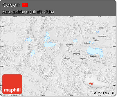 Physical Map of Coqen, lighten, desaturated