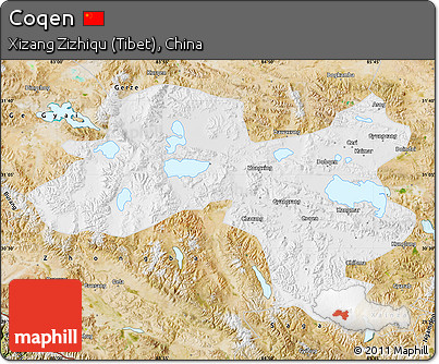 Physical Map of Coqen, satellite outside