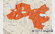 Political Map of Coqen, shaded relief outside