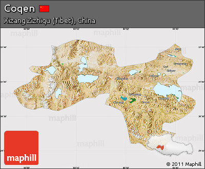 Satellite Map of Coqen, cropped outside