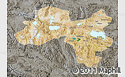 Satellite Map of Coqen, darken, semi-desaturated