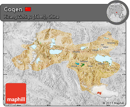 Satellite Map of Coqen, lighten, desaturated