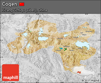 Satellite Map of Coqen, lighten, desaturated
