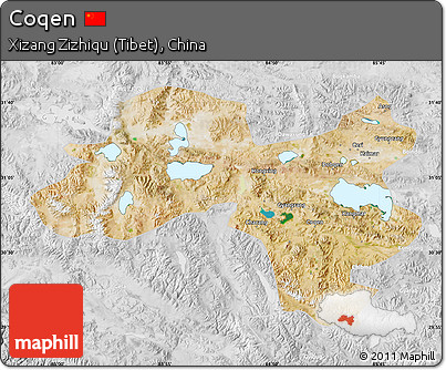 Satellite Map of Coqen, lighten, desaturated