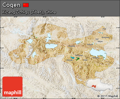 Satellite Map of Coqen, lighten