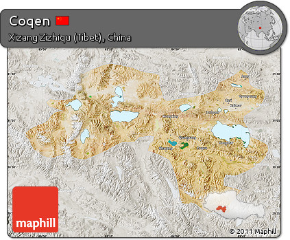Satellite Map of Coqen, lighten, semi-desaturated