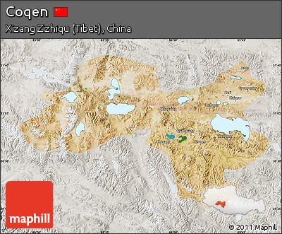 Satellite Map of Coqen, lighten, semi-desaturated