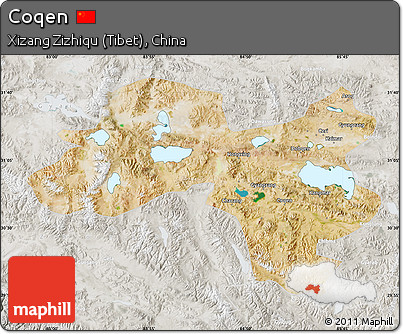Satellite Map of Coqen, lighten, semi-desaturated