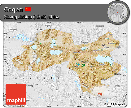 Satellite Map of Coqen, physical outside