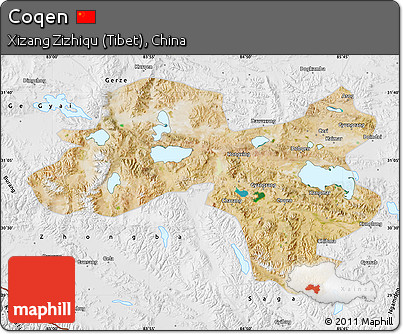 Satellite Map of Coqen, physical outside
