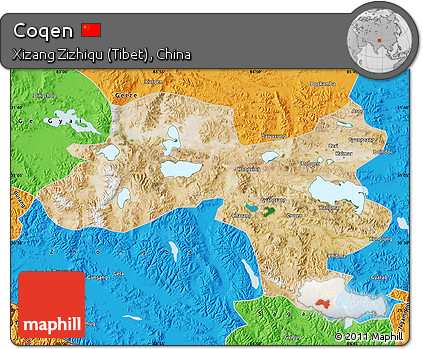 Satellite Map of Coqen, political outside