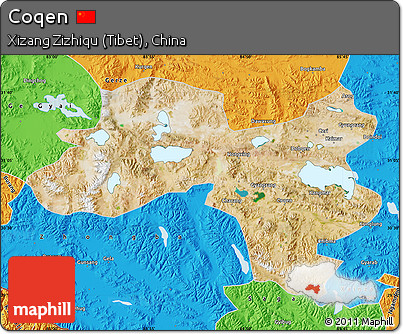 Satellite Map of Coqen, political outside