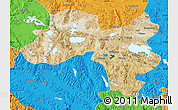 Satellite Map of Coqen, political outside