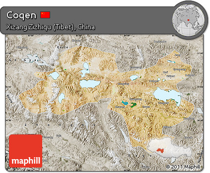 Satellite Map of Coqen, semi-desaturated