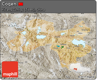 Satellite Map of Coqen, semi-desaturated