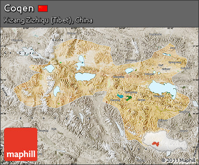 Satellite Map of Coqen, semi-desaturated