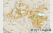 Satellite Map of Coqen, shaded relief outside