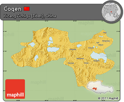 Savanna Style Map of Coqen, single color outside